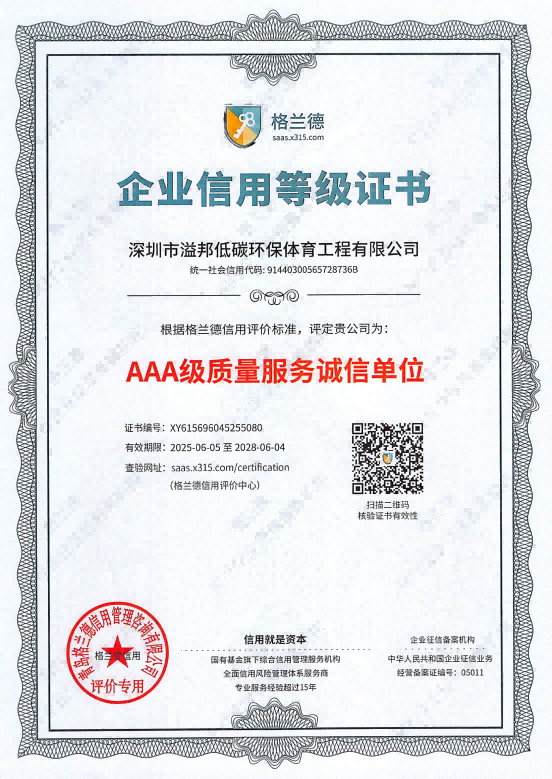 AAA級質(zhì)量服務誠信單位企業(yè)信用等級證書